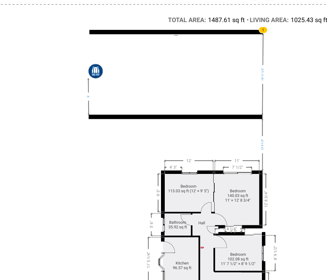 Rear extension area in the current Magicplan layout