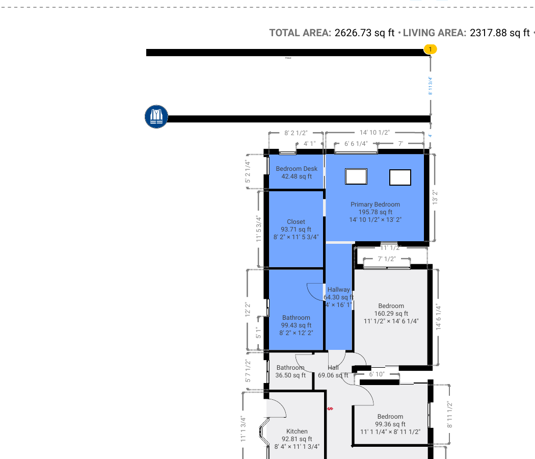 Rear extension area in the proposed Magicplan layout